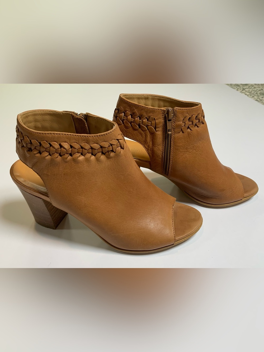 Fabianelli Ambra Italian Leather Woven Peep Toe Heels EU 37